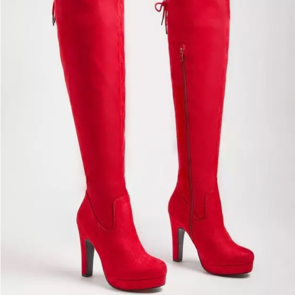 Torrid Vibrant Red Over the Knee Boots